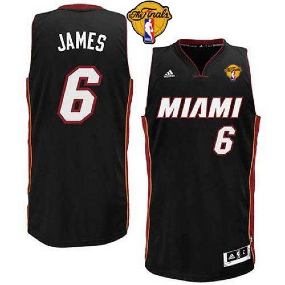 Performance Official Men's Heat #6 LeBron Black Basketball Jersey