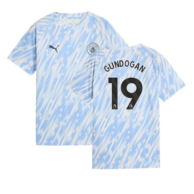 2025-2026 Man City Warm Up Jersey (Silver Sky) - Kids (Gundogan 19)...