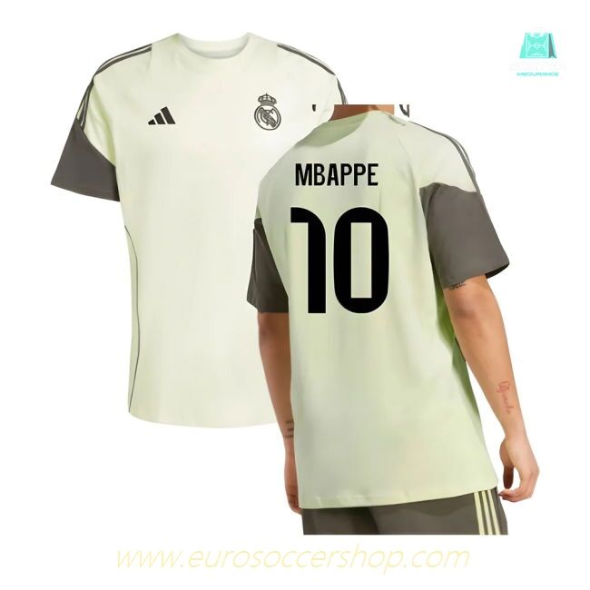 2025-2026 Real Madrid Training Tee (Almost Lime) (Mbappe 10)