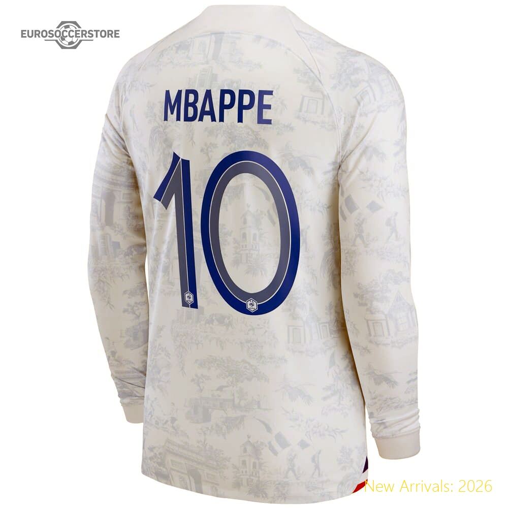 Men Fra Mbappe France Long Sleeve Away Away Official Jersey 2022