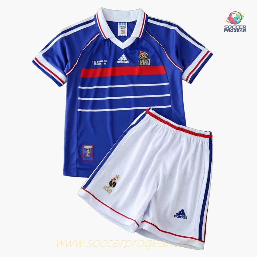France National Team 1998 Home Soccer Jersey Set Kids Team Jersey