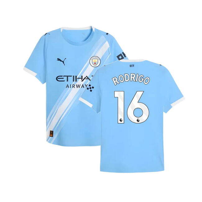 Adult 2025-2026 Man City Authentic Home Shirt (Rodrigo 16)
