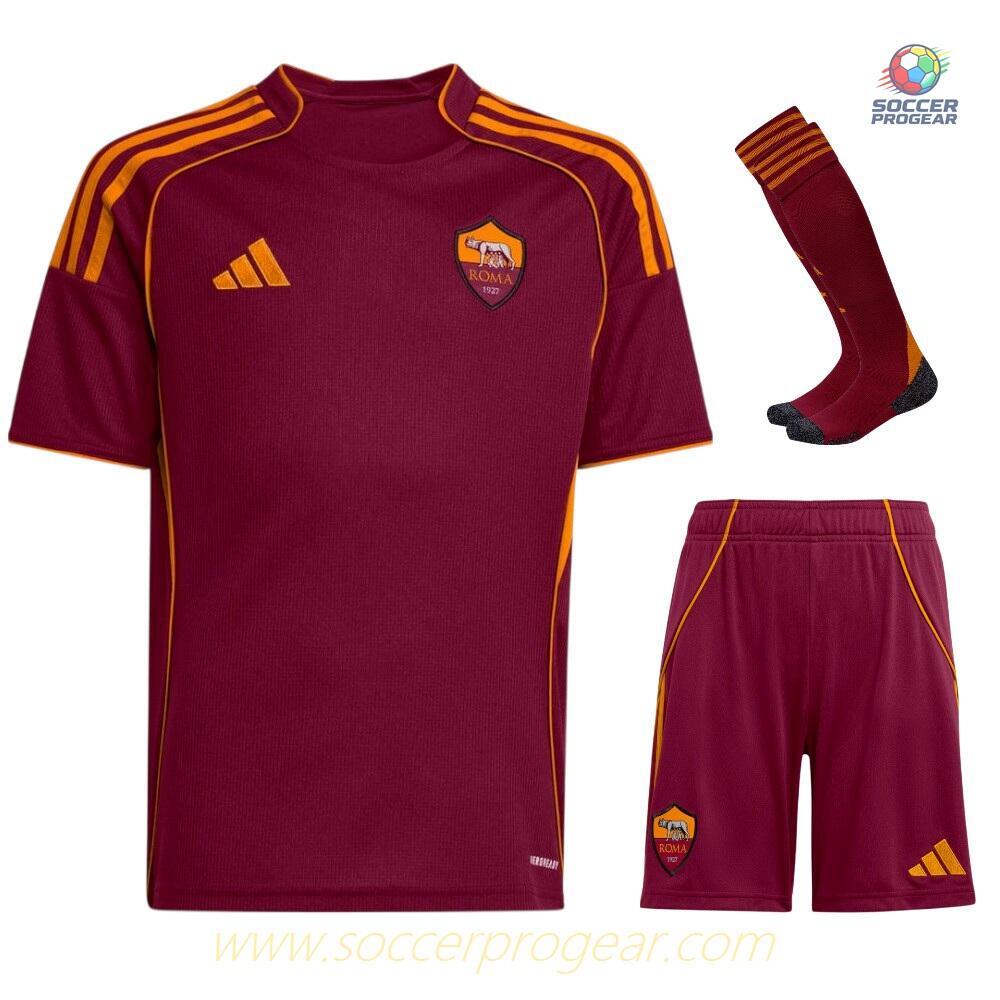 AS Roma Home Youth Jersey Set Team Shirt 2025/26 Collection