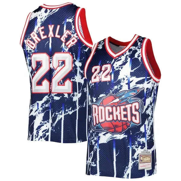Clyde Drexler HOU Swingman Jersey - official contemporary - Navy