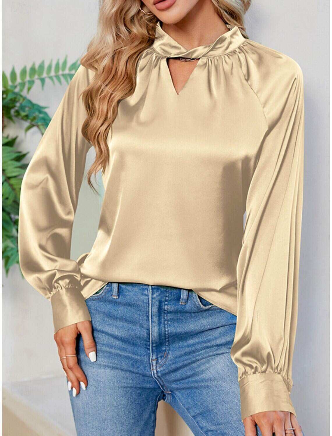 Women's Satin Shirt Blouse Party Work Ladies Stylish Long Sleeve Fall Winter