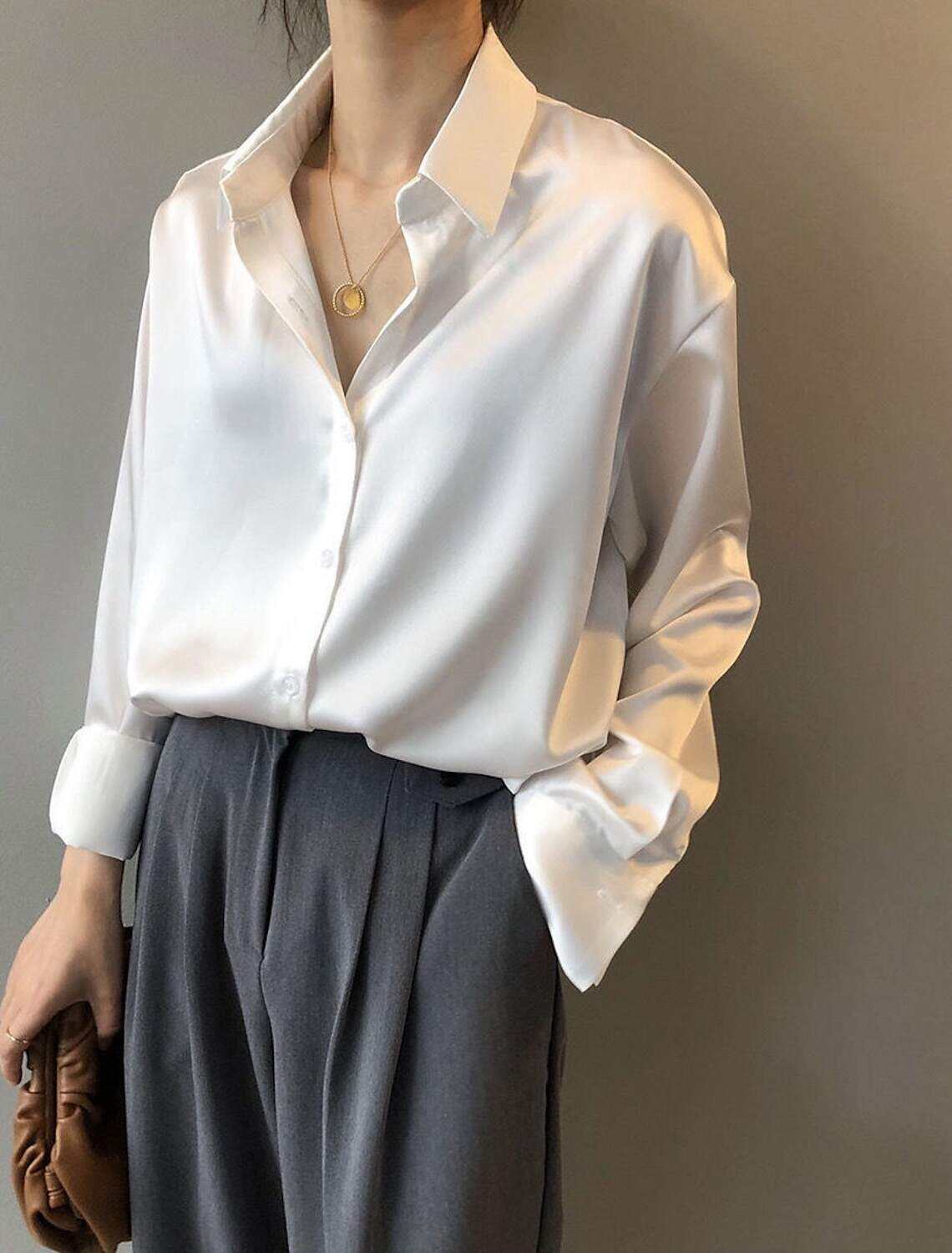 Shirt Blouse Women's Solid / Plain Color Button Office Daily Fashion Shirt Collar Regular Fit S