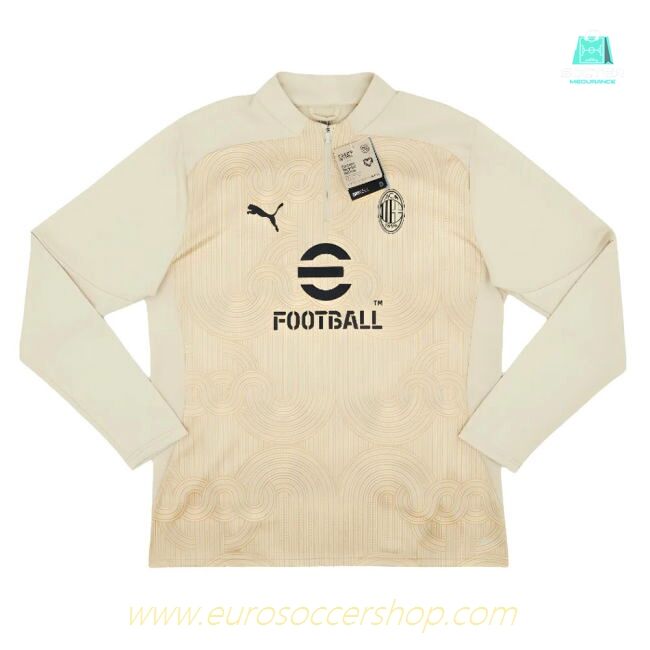 2024-2025 AC Milan Prematch 1/4 Zip Top (Putty)