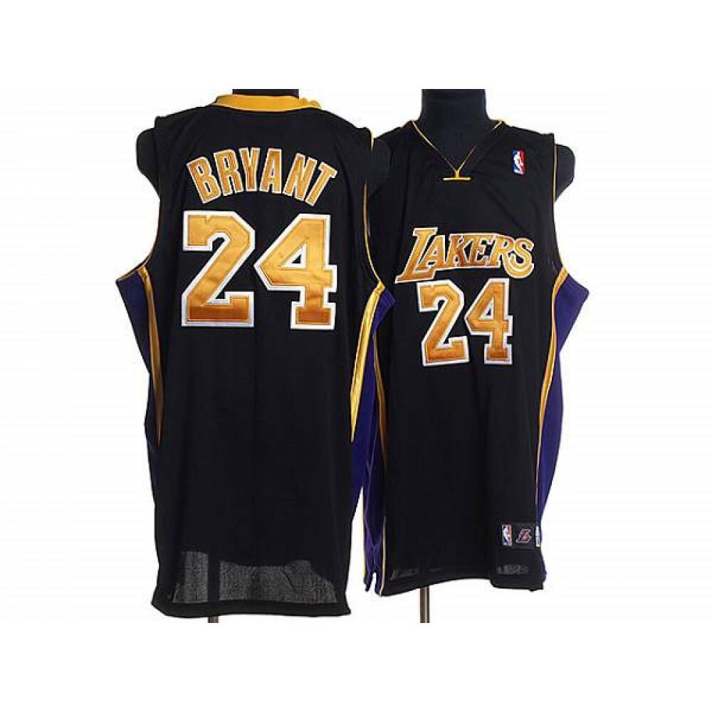 Lakers #24 Kobe Bryant Stitched Black Gold Number NBA Jersey