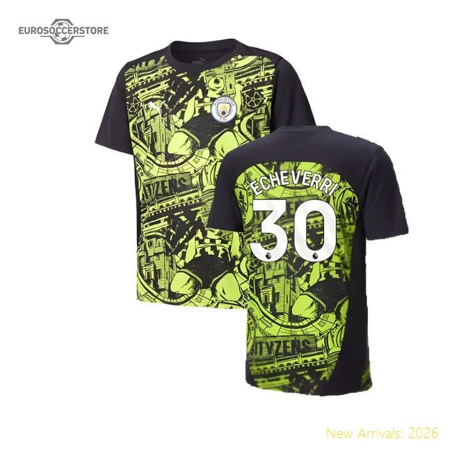 Authentic 2024-2025 Man City Pre-match Shirt (yellow Glow) - Kids