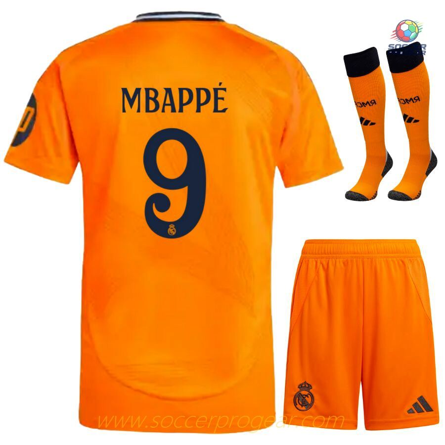 Real Madrid Away Youth Football Kit Soccer Football Shirt 2024-2025 Season Mbappe