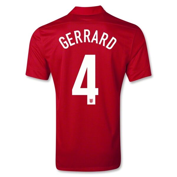 2013 England 4 GERRARD Away Red Jersey Shirt - Official Replica 4399