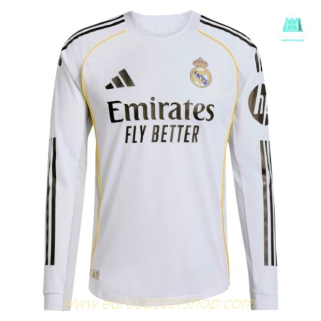 2025-2026 Real Madrid Authentic Long Sleeve Home Shirt (Arda Guler 15)