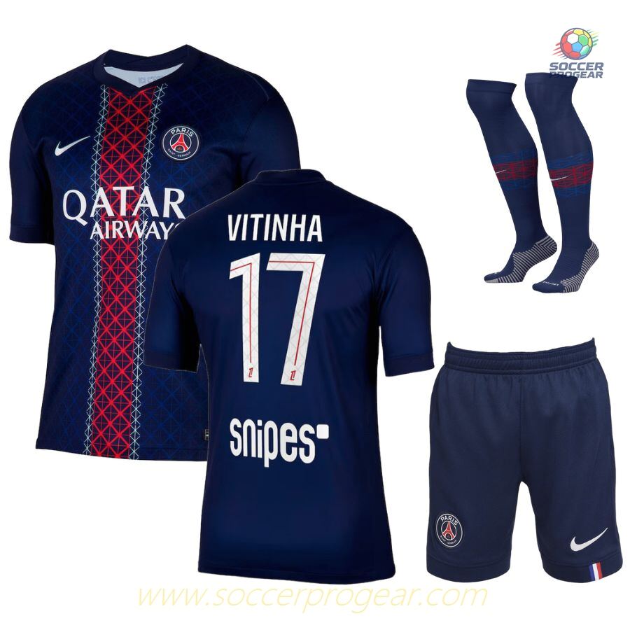 PSG Home Youthren's Football Kit Team Jersey 2025-2026 Season Vitinha