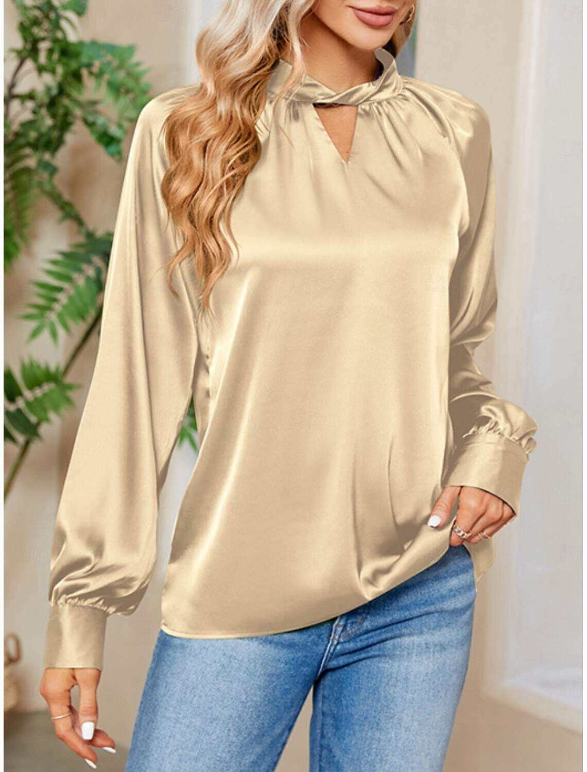 Women's Satin Shirt Blouse Party Work Ladies Stylish Long Sleeve Fall Winter
