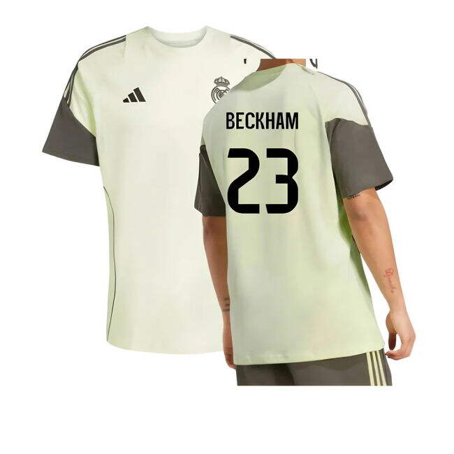 2025-2026 Real Madrid Training Tee (Almost Lime) (Beckham 23) - Ult...