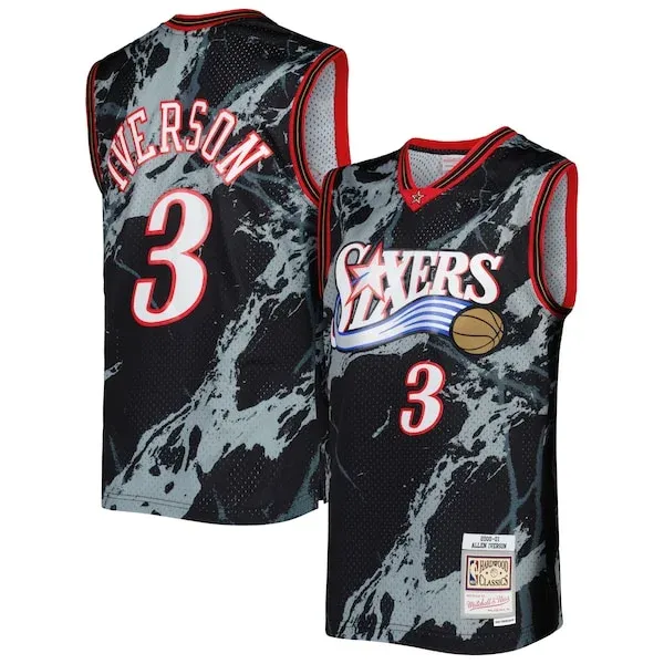 Allen Iverson PHI Premium-Quality Team Jersey - Black - Fan Favorite