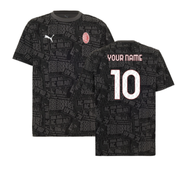 Superior 2025-2026 Ac Milan Ftblculture Tee Aop (black) (your Name)