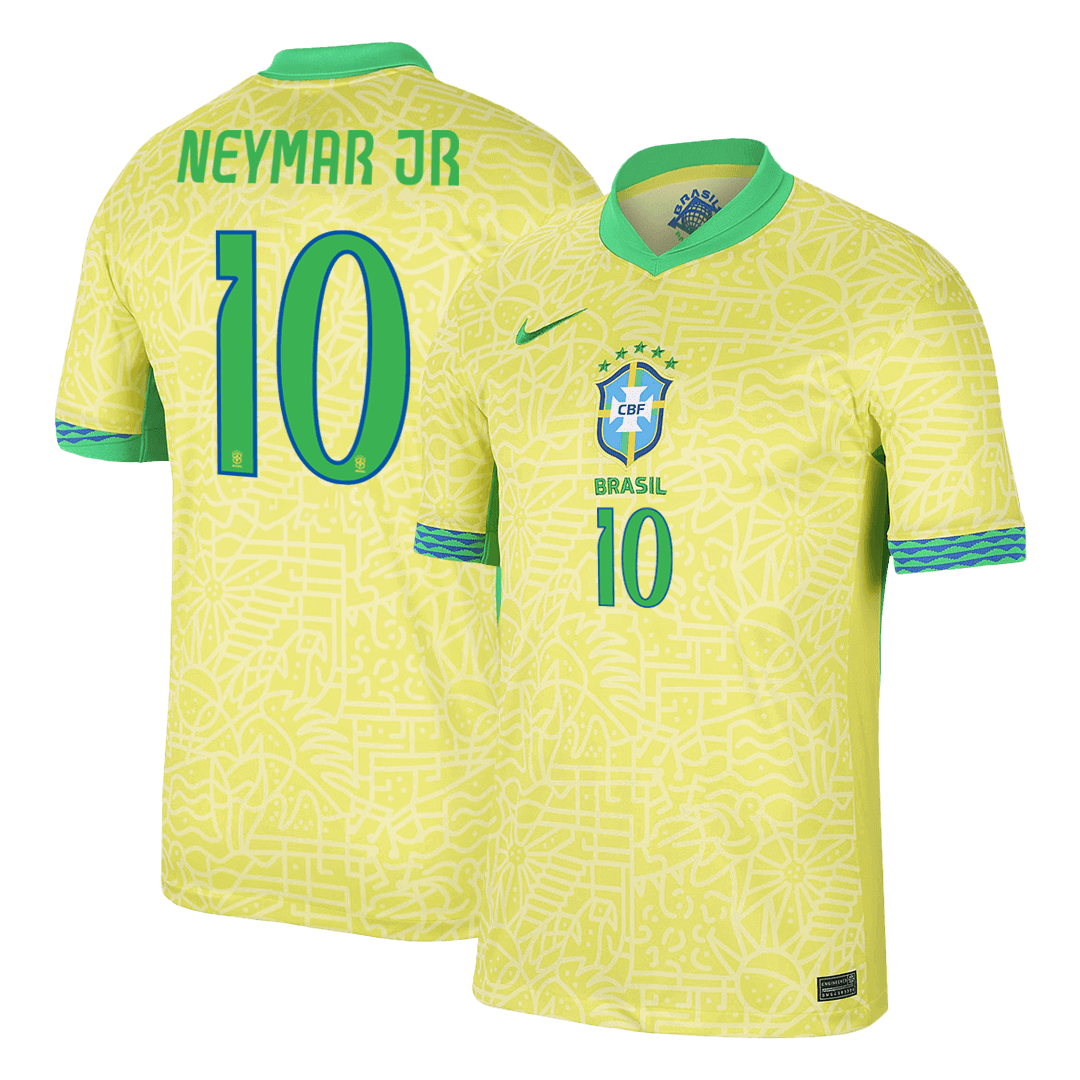 NEYMAR JR #10 Brazil Home  Soccer Jersey 2024 Authentic Kit