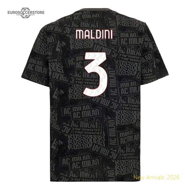 Premium 2025-2026 Ac Milan Ftblculture Tee Aop (Black) (Maldini 3)