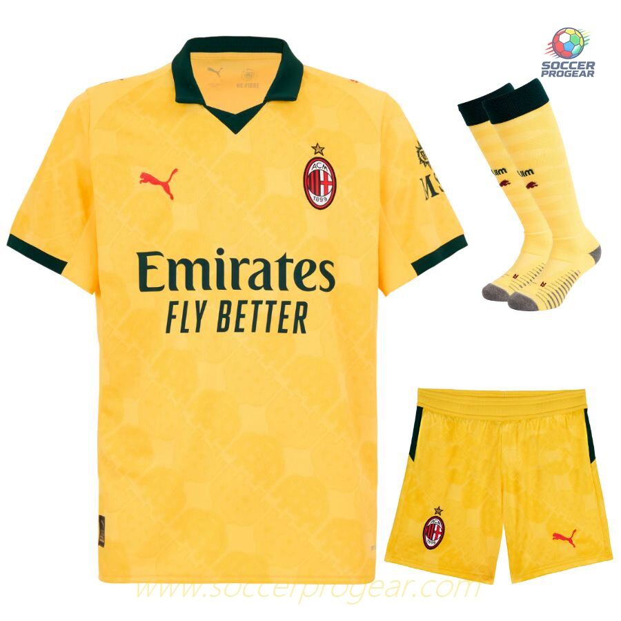 Milan AC Third Youthren's Soccer Uniform Football Jersey 2025-2026 Season